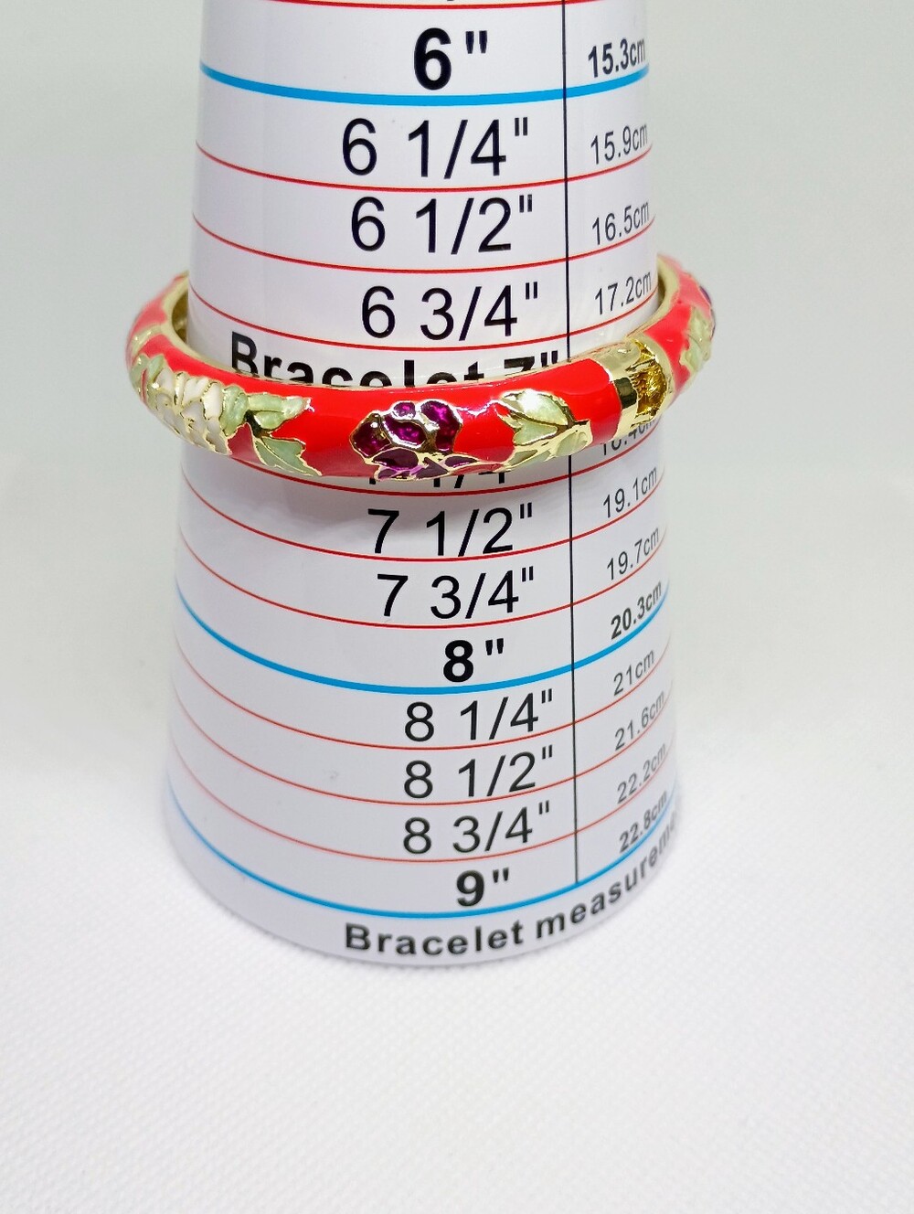 New Red Floral Enamel Hinged Bangle Bracelet